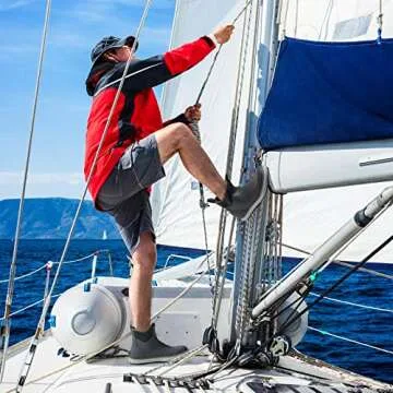 Piscifun Men’ s Deck Boots, Waterproof Fishing Rain Boots, Anti-Slip Rubber Boots with Breathable Neoprene Lining, Grey,7