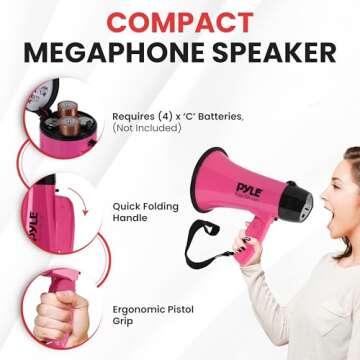 PYLE-PRO Portable Megaphone - Compact & Powerful Bullhorn