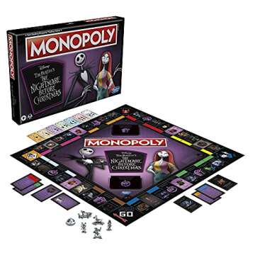 Hasbro Gaming Monopoly: Disney Tim Burton's The Nightmare Before Christmas Edition Board Game, Fun Family Game for Kids Ages 8 and Up (Amazon Exclusive)