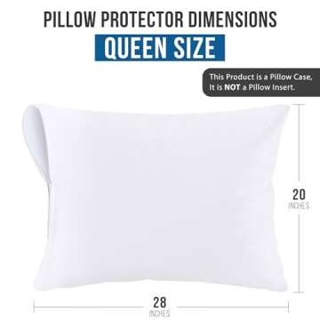 Utopia Bedding Waterproof Pillow Protectors Zippered (2 Pack, White) Queen Size, Zippered Pillowcases, Bed Bug Proof Pillow Encasement Covers 20 x 28 Inches