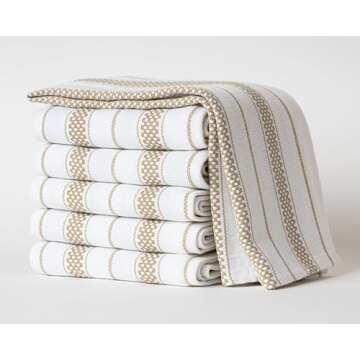 Casa De Lan Kitchen Towels Set – Pack of 6 (20’’ x 30’’) Extra Large Premium Cotton Dish T...