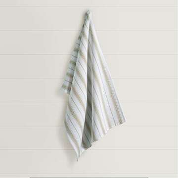 Casa De Lan Kitchen Towels Set – Pack of 6 (20’’ x 30’’) Extra Large Premium Cotton Dish Towels for Kitchen – Chain Stripe Towels – Highly Absorbent – 100% Cotton – with Hanging Loop – Beige