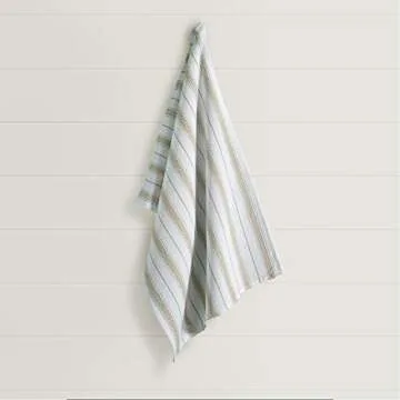 Casa De Lan Kitchen Towels Set – Pack of 6 (20’’ x 30’’) Extra Large Premium Cotton Dish Towels for Kitchen – Chain Stripe Towels – Highly Absorbent – 100% Cotton – with Hanging Loop – Beige