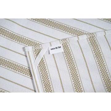 Casa De Lan Kitchen Towels Set – Pack of 6 (20’’ x 30’’) Extra Large Premium Cotton Dish Towels for Kitchen – Chain Stripe Towels – Highly Absorbent – 100% Cotton – with Hanging Loop – Beige