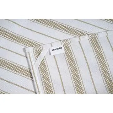 Casa De Lan Kitchen Towels Set – Pack of 6 (20’’ x 30’’) Extra Large Premium Cotton Dish Towels for Kitchen – Chain Stripe Towels – Highly Absorbent – 100% Cotton – with Hanging Loop – Beige