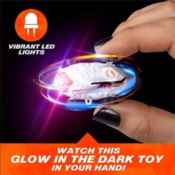 USA Toyz Whipz Micro Racers Toy Cars for Kids - Mini Keychain, Glow in The Dark LED Fast Pocket Racer Fidget Toy, Mini Car Spinner with Racing Stunt Ball, Keychain Clip, and USB Charger