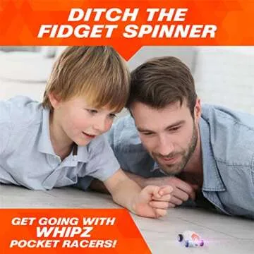 USA Toyz Whipz Micro Racers Toy Cars for Kids - Mini Keychain, Glow in The Dark LED Fast Pocket Racer Fidget Toy, Mini Car Spinner with Racing Stunt Ball, Keychain Clip, and USB Charger