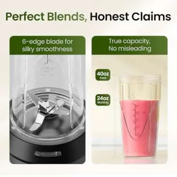 TOPZEE Personal Smoothie Blender - 1000W Single Serve Smoothie Maker with 24oz Portable Travel Cups, Ideal for Protein Shakes, Frozen Drinks, and Kitchen Use