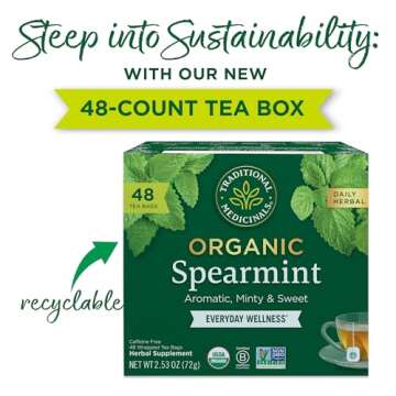 Traditional Medicinals Tea, Organic Spearmint, Supports Everyday Wellness, Healthy & Refreshing - 48...
