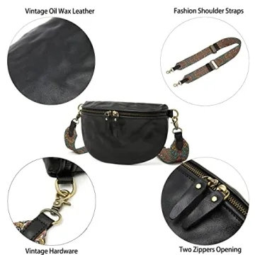 Fashion Leather Belt Bag for Women Trendy Crossbody Fanny Packs Designer Chest Bum Bag Waist Packs Sling Daypack Bag (Version 1-Black)