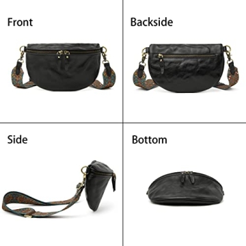 Fashion Leather Belt Bag for Women Trendy Crossbody Fanny Packs Designer Chest Bum Bag Waist Packs Sling Daypack Bag (Version 1-Black)