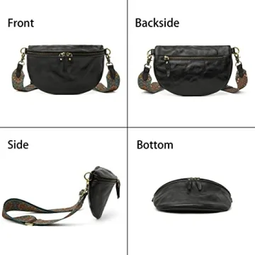 Fashion Leather Belt Bag for Women Trendy Crossbody Fanny Packs Designer Chest Bum Bag Waist Packs Sling Daypack Bag (Version 1-Black)