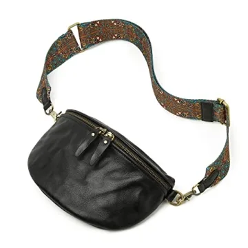 Fashion Leather Belt Bag for Women Trendy Crossbody Fanny Packs Designer Chest Bum Bag Waist Packs Sling Daypack Bag (Version 1-Black)
