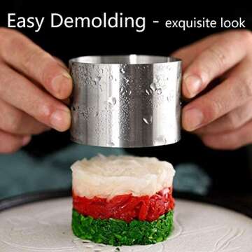 DATANYA 9Pack 3.15‘’ Food Rings Molds with 3 Inch Cake Collars Stainless Steel Cake Rings Round & Square Cooking Ring Molds with Pressers, Transparent Acetate Sheet Cake Rolls for Baking Pastry