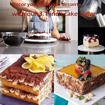 DATANYA 9Pack 3.15‘’ Food Rings Molds with 3 Inch Cake Collars Stainless Steel Cake Rings Round & Square Cooking Ring Molds with Pressers, Transparent Acetate Sheet Cake Rolls for Baking Pastry