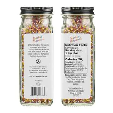 Watkins Gourmet Decorating Sprinkles - Rainbow Nonpareils, 4.2 Oz. Jar, 1 Count