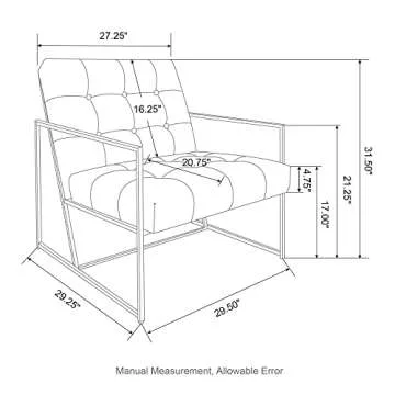 Glitzhome Mid Century Modern Accent Chair, Modern Living Room Chairs with Durable Metal Frame,PU Leather Cushioned, Reading Armchairs for Living Room, Bed Room, Home Office, Off White