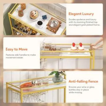 Stylish Lifewit Gold Bar Cart with Lockable Wheels