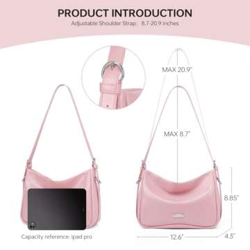 Pink Leather Shoulder Purse For Women: Crossbody Bags Small Handbags - Classic Everyday Tote Cute an...