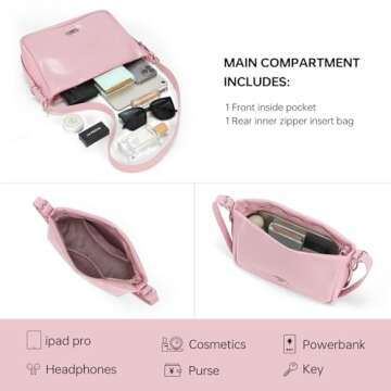 Pink Leather Shoulder Purse For Women: Crossbody Bags Small Handbags - Classic Everyday Tote Cute and Comfortable for Office and Shopping