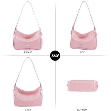 Pink Leather Shoulder Purse For Women: Crossbody Bags Small Handbags - Classic Everyday Tote Cute and Comfortable for Office and Shopping