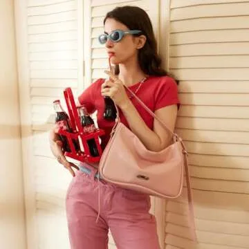 Pink Leather Shoulder Purse For Women: Crossbody Bags Small Handbags - Classic Everyday Tote Cute and Comfortable for Office and Shopping