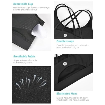 Running Girl Sports Bras for Women Strappy Supportive Black