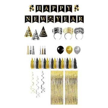 Ultimate New Years Eve Party Kit for 12 | Banners, Hats, and Decor