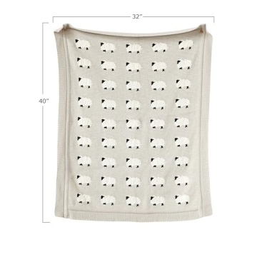 Cozy Creative Co-Op Cotton Knit Sheep Blanket for All