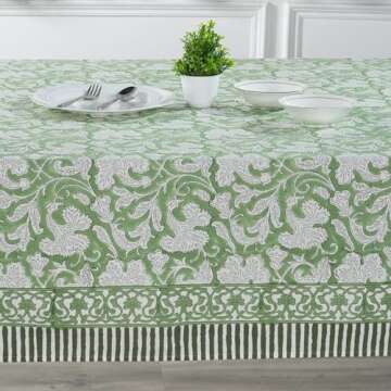 Ridhi Sage Green Cotton Tablecloth for Any Occasion