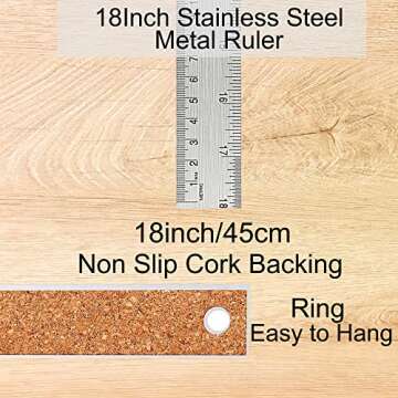 Metal Ruler 18 Inch: Non-Slip Cork Backing Rulers for Precision Measuring