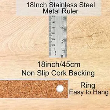 Metal Ruler 18 Inch: Non-Slip Cork Backing Rulers for Precision Measuring