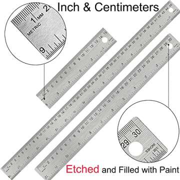 Metal Ruler 18 Inch with Cork Backing for Precise Measurements