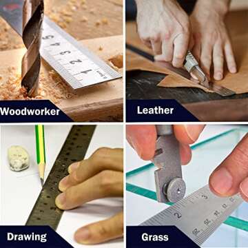 Metal Ruler 18 Inch with Cork Backing for Precise Measurements