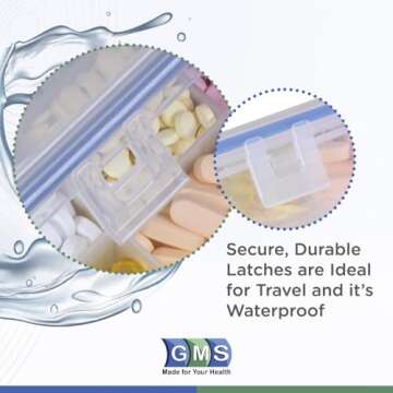 GMS 12 Compartment Vitamin Pill Organizer for Travel & Daily Use