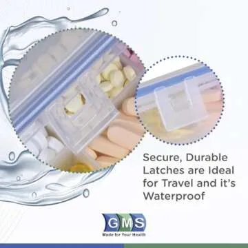 GMS 12 Compartment Vitamin Pill Organizer for Travel & Daily Use