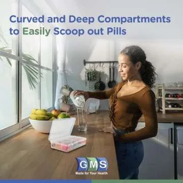 GMS 12 Compartment Vitamin Pill Organizer for Travel & Daily Use