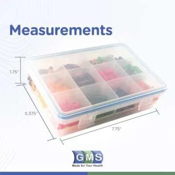 GMS 12 Compartment Vitamin Pill Organizer for Travel & Daily Use
