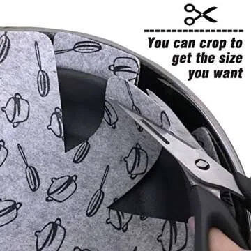 HengLiSam Pot and pan Protectors, Set of 12 and 3 Different Size, Pot dividers pad to Prevent Scratching, Anti-Slip Pans Separator and Protect Surfaces of Cookware Storage (Gray cookware Pattern)