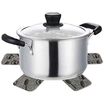 HengLiSam Pot and pan Protectors, Set of 12 and 3 Different Size, Pot dividers pad to Prevent Scratching, Anti-Slip Pans Separator and Protect Surfaces of Cookware Storage (Gray cookware Pattern)