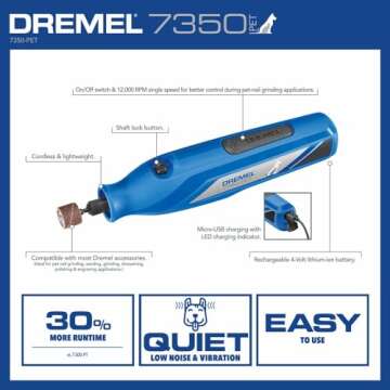 Dremel 7350-PET 4V Pet & Dog Nail Grinder - Professional Grooming Kit for All Pets