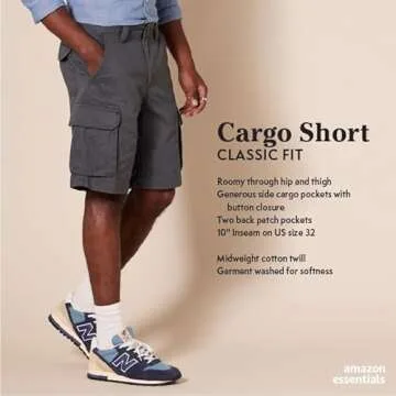 Amazon Essentials Men's Classic-Fit Cargo Short (Available in Big & Tall), Dark Olive, 36