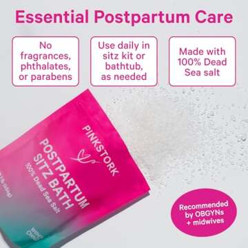 Pink Stork Postpartum Sitz Bath Soak: Dead Sea Salt for Perineal Care & Cleansing, Postpartum Recove...