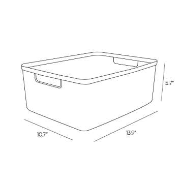 Curver Jute Decorative Plastic Organization and Storage Basket Perfect Bins for Home Office, Closet Shelves, Kitchen Pantry and All Bedroom Essentials, (Set of 6 )