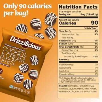 Drizzilicious Mini Rice Cakes Variety Pack - Rice Crisps, Healthy Snack for Adults and Kids, Flavored Rice Cakes, Vegan, Gluten Free, Allergen Free, Only 90 Calories Per Bag - 0.74 oz (Pack of 12)