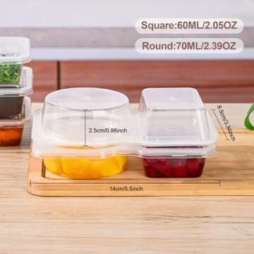 10PCS Double Compartment Condiment Container Reusable Snack Container 2 Condiment Containers With Lids Snack Pack Container Sauce Containers Condiment Containers With Used For Take-out Condiments