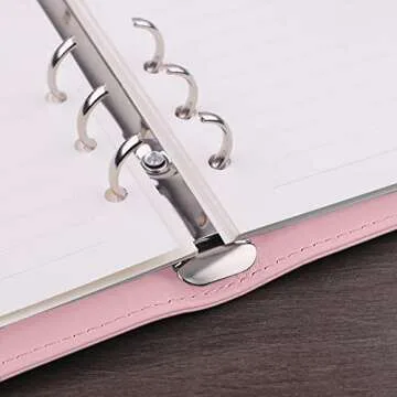 Antner A6 PU Leather Notebook Binder Refillable 6 Ring Budget Binder for A6 Filler Paper, Loose Leaf Personal Planner Binder Cover with Magnetic Buckle, Pink