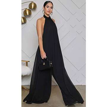 Elegant Loose Fit CHARTOU Chiffon Halter Jumpsuit