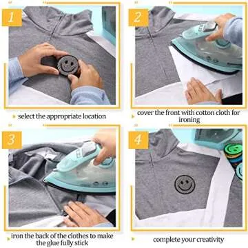 Juinte 24 Pcs Smile Face Patch Iron on Patches 2 Inch Chenille Cute Preppy Happy Face Patches Glitter Heat Sequins Applique for Backpacks Hats Clothes Jackets Decorative DIY Craft