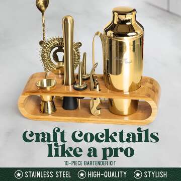 Bartender Kit: 10-Piece Mixing Set With Stand